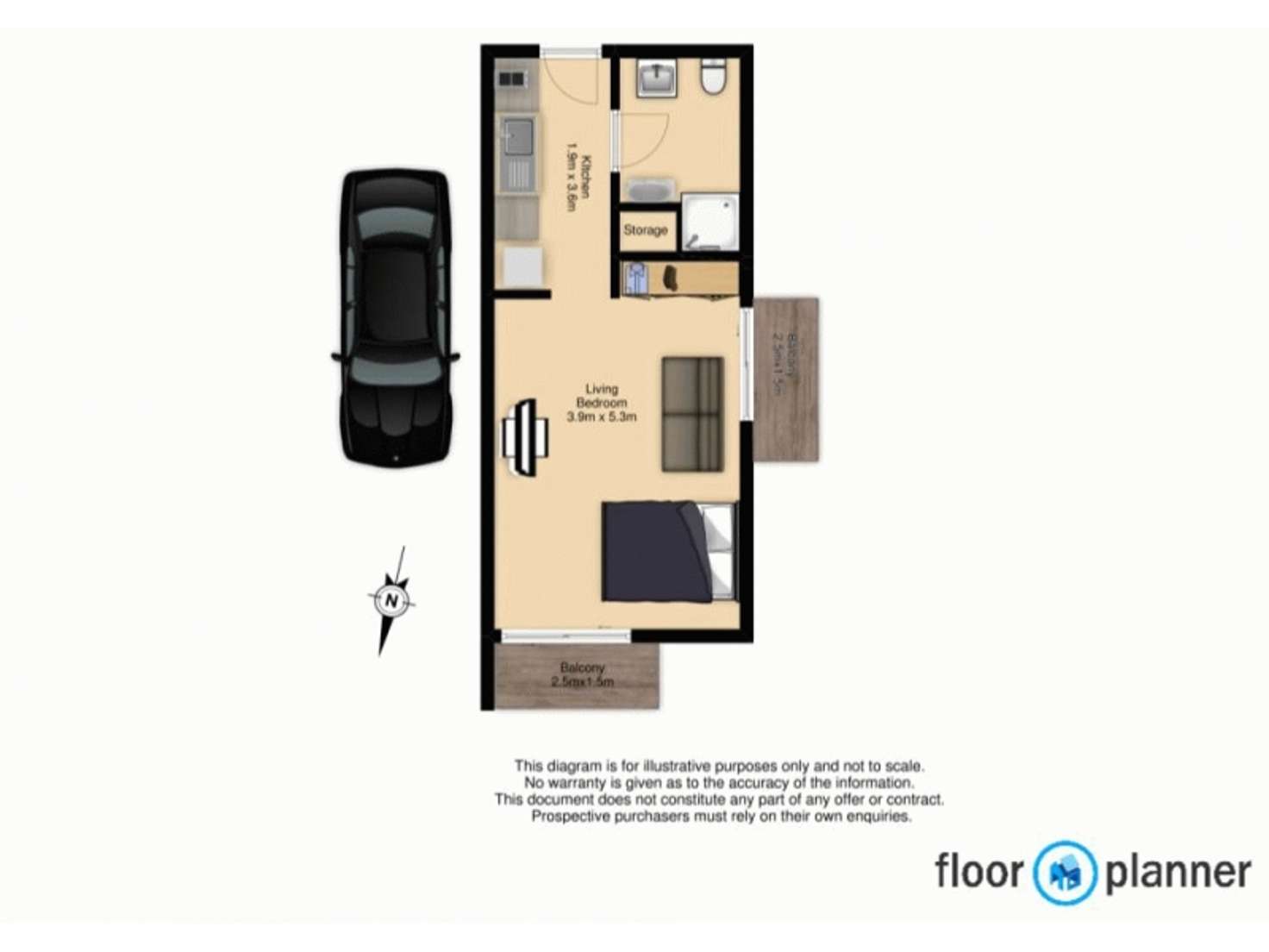 Floorplan of Homely studio listing, 8/1 Linthorpe Street, Newtown NSW 2042