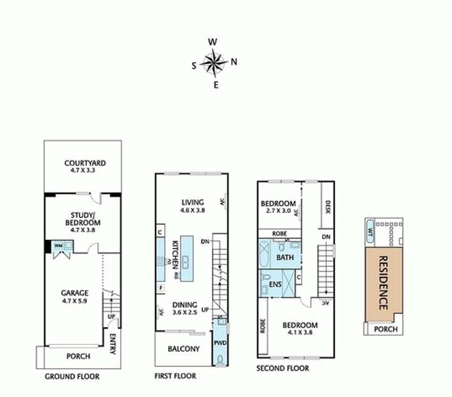 Floorplan of Homely townhouse listing, 7 Curtain Place, Fitzroy North VIC 3068