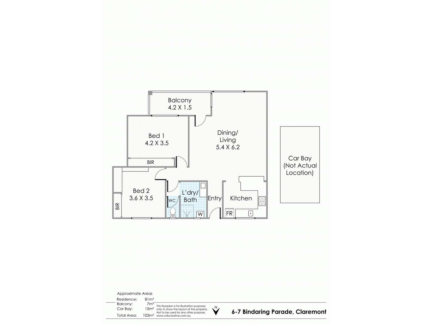 Floorplan of Homely apartment listing, 6/7 Bindaring Parade, Claremont WA 6010