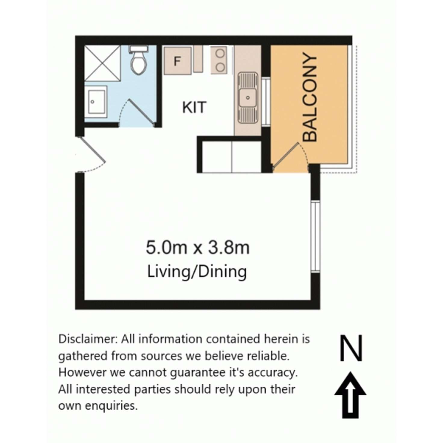 Floorplan of Homely studio listing, 1016/212 Bondi Road, Bondi NSW 2026