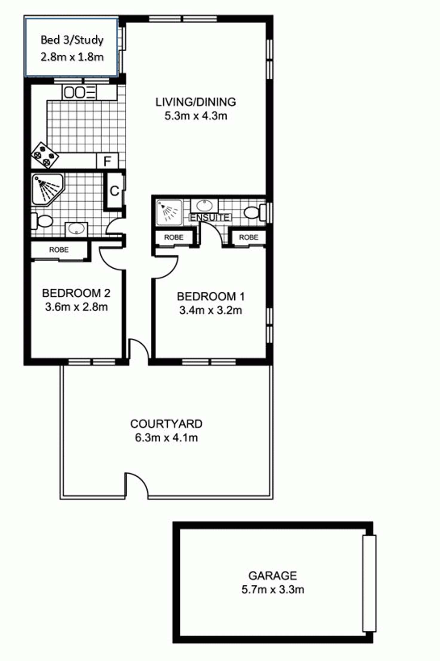 Floorplan of Homely unit listing, 2/36 Warren Street, St Lucia QLD 4067