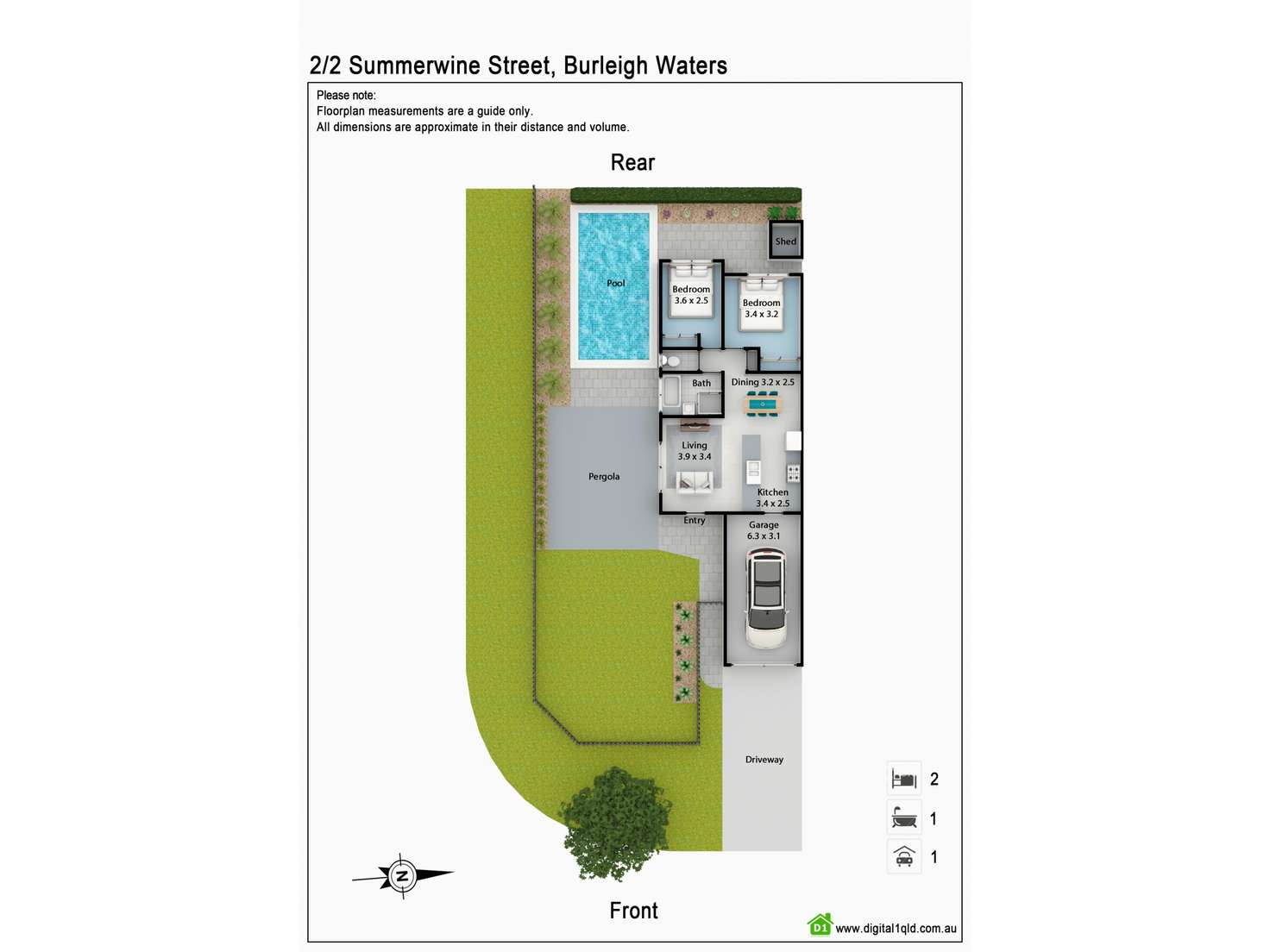 Floorplan of Homely semiDetached listing, 2/2 Summerwine Street, Burleigh Waters QLD 4220