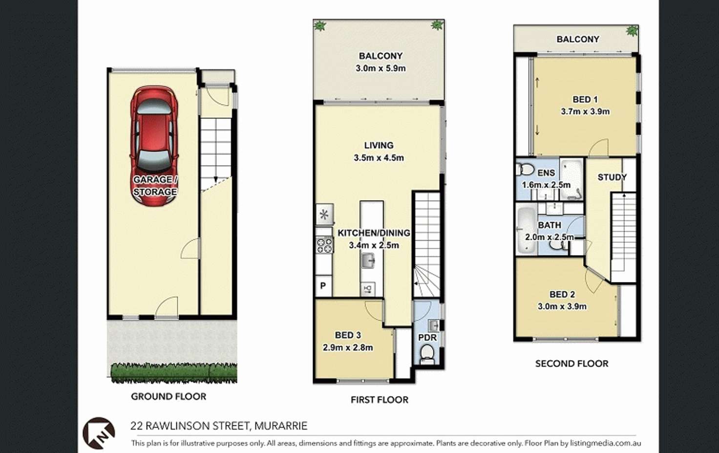 Floorplan of Homely townhouse listing, 2/22 Rawlinson Street, Murarrie QLD 4172