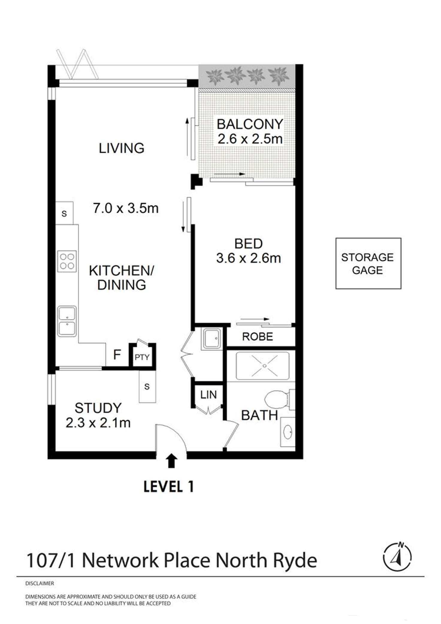 Floorplan of Homely unit listing, A107/1 Network Place, North Ryde NSW 2113