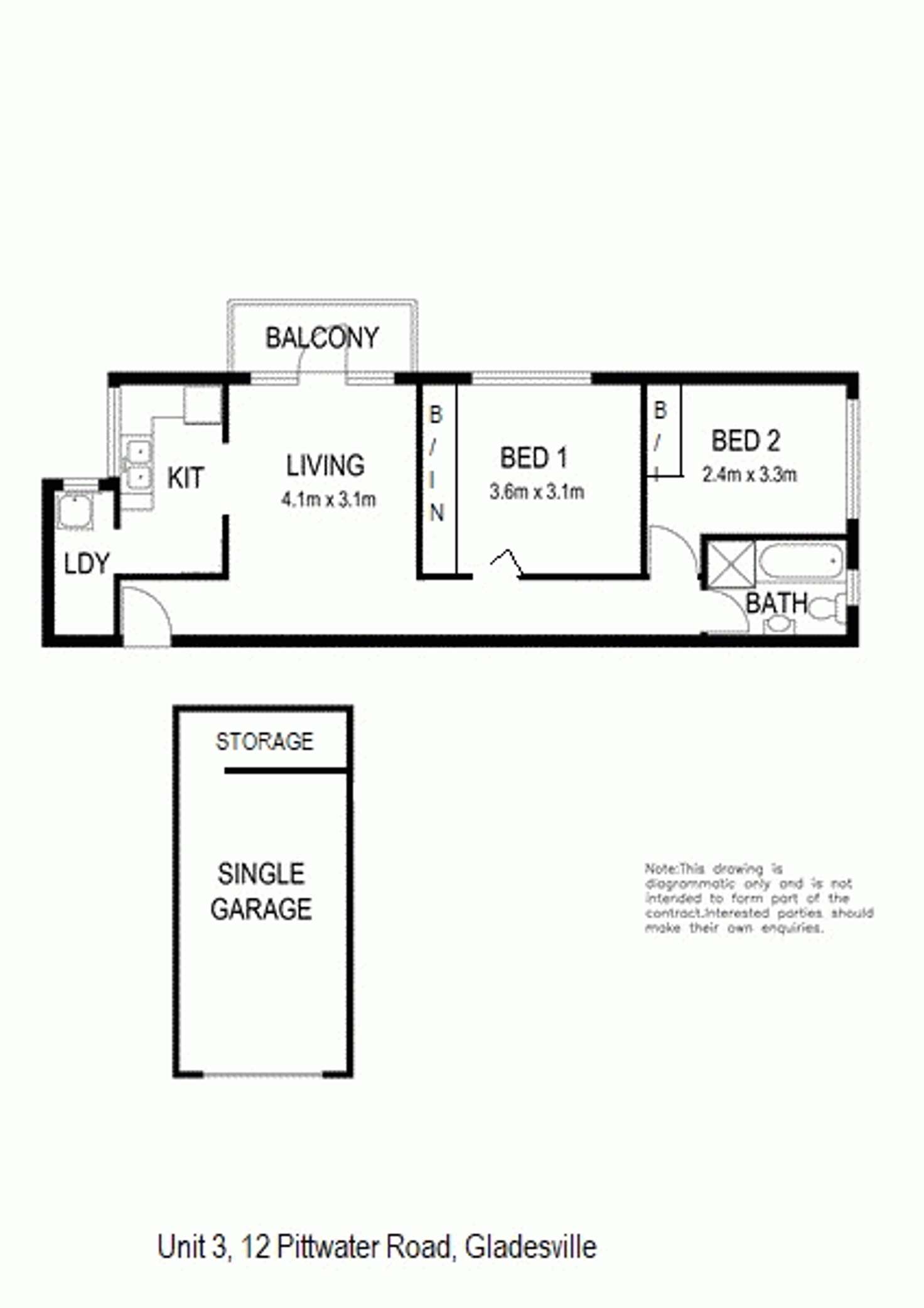 Floorplan of Homely apartment listing, 3/12 Pittwater Road, Gladesville NSW 2111