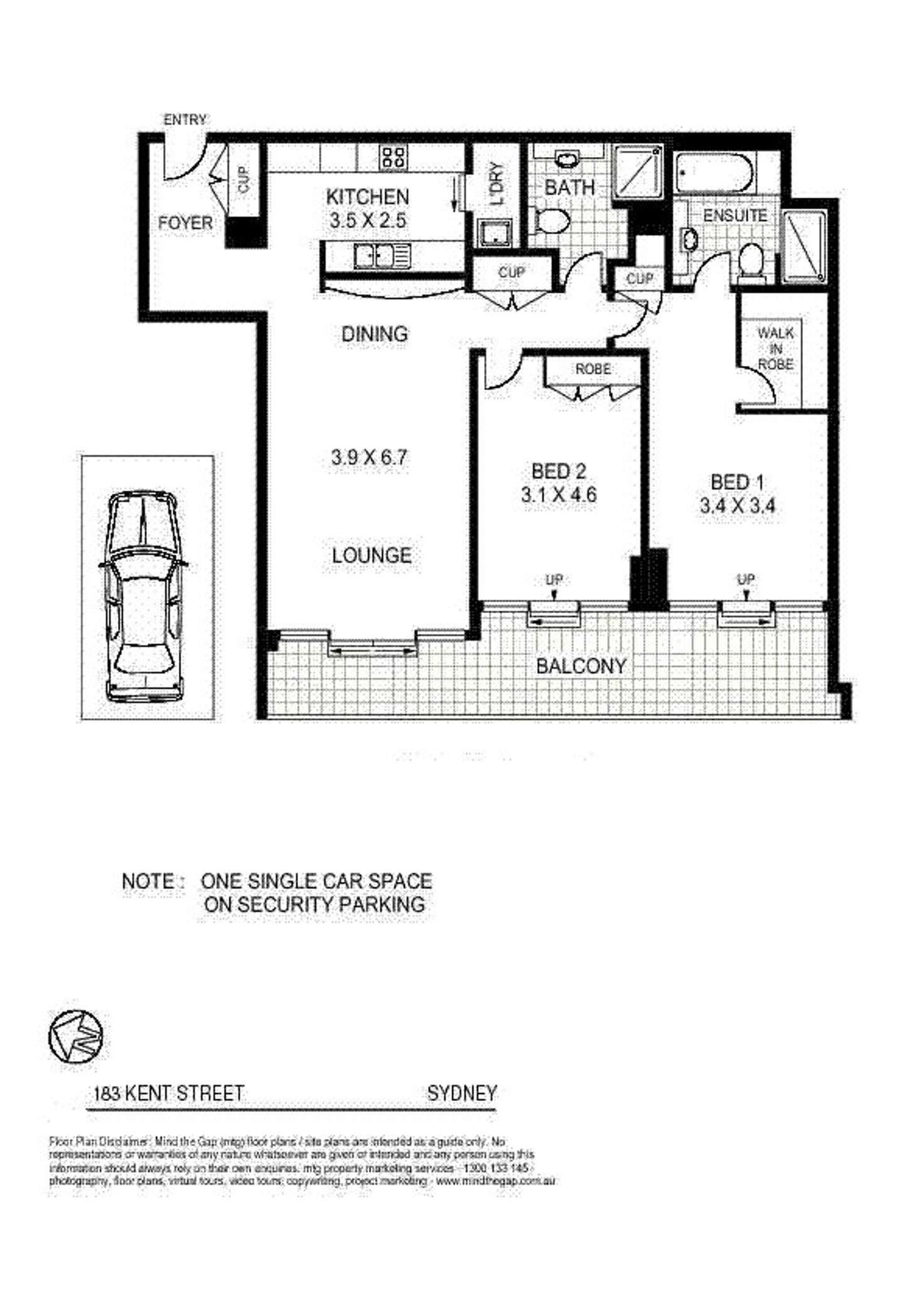 Floorplan of Homely apartment listing, 183 Kent St, Sydney NSW 2000