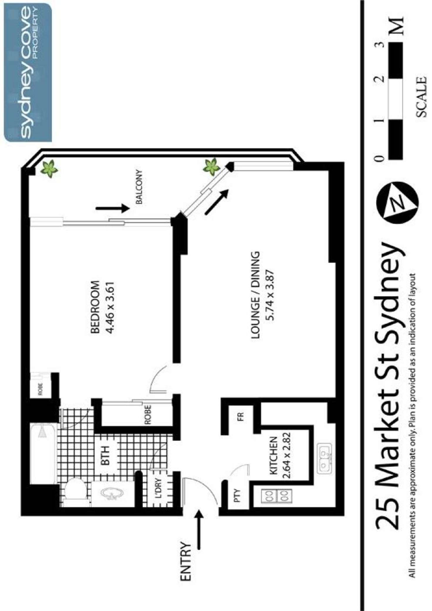 Floorplan of Homely apartment listing, 25 Market Street, Sydney NSW 2000