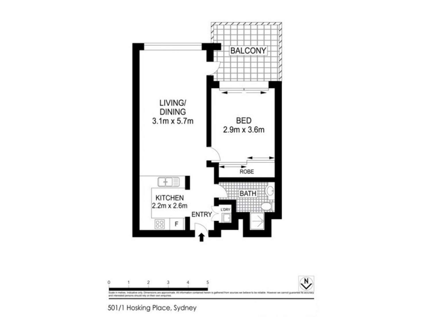 Floorplan of Homely servicedApartment listing, 501/1-3 Hosking Place, Sydney NSW 2000