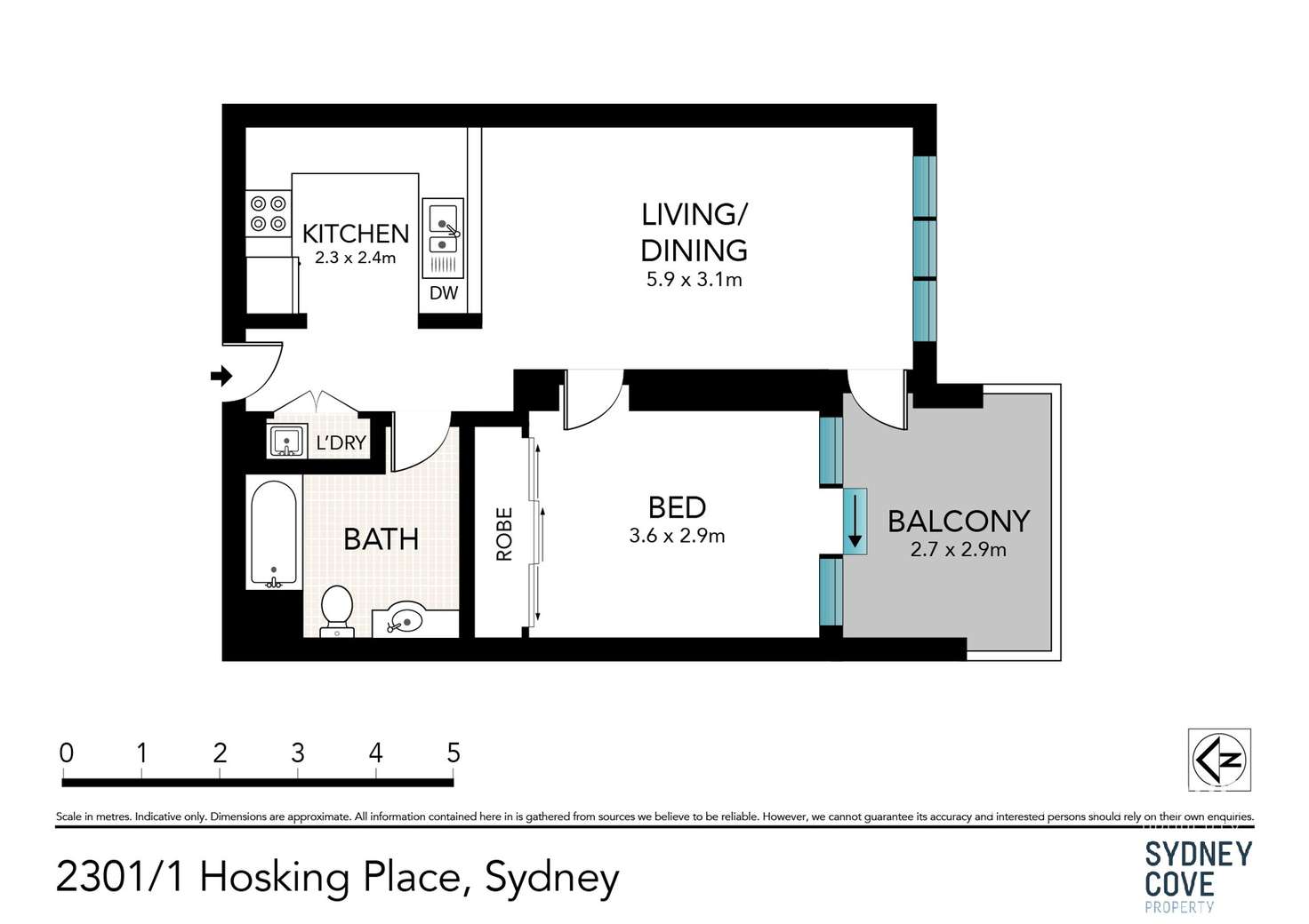 Floorplan of Homely apartment listing, 1 Hosking Place, Sydney NSW 2000