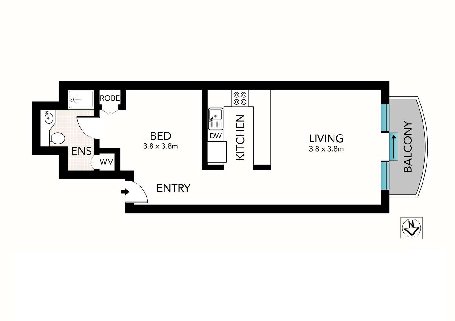 Floorplan of Homely studio listing, 2 Bond Street, Sydney NSW 2000