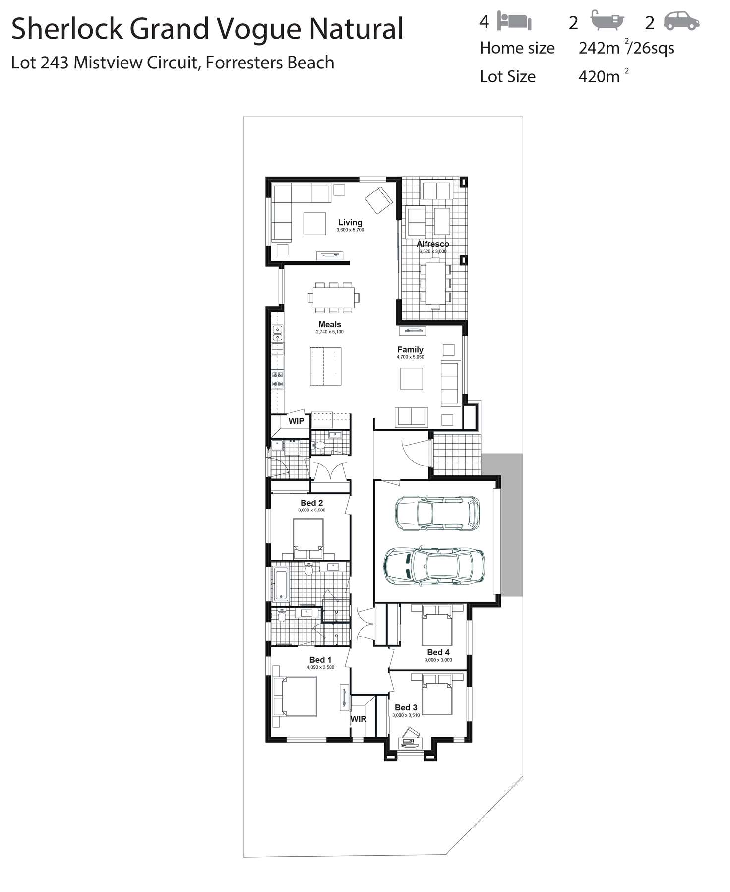 Floorplan of Homely house listing, Lot 243 Mistview Circuit, Forresters Beach NSW 2260