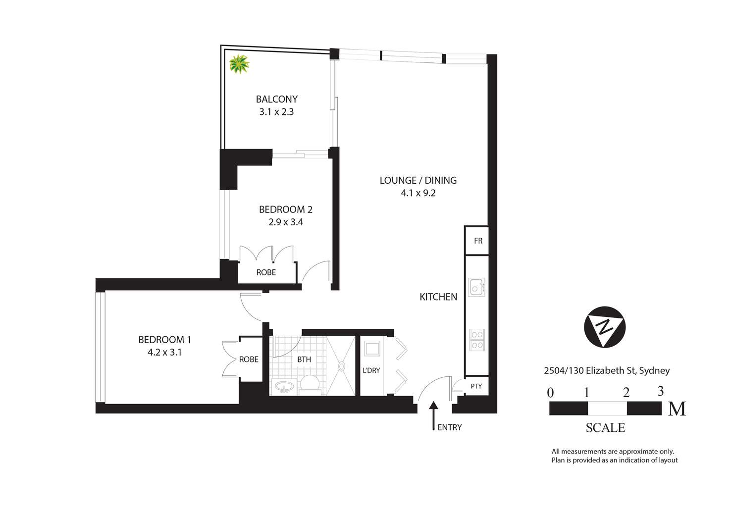 Floorplan of Homely apartment listing, 130 Elizabeth St, Sydney NSW 2000