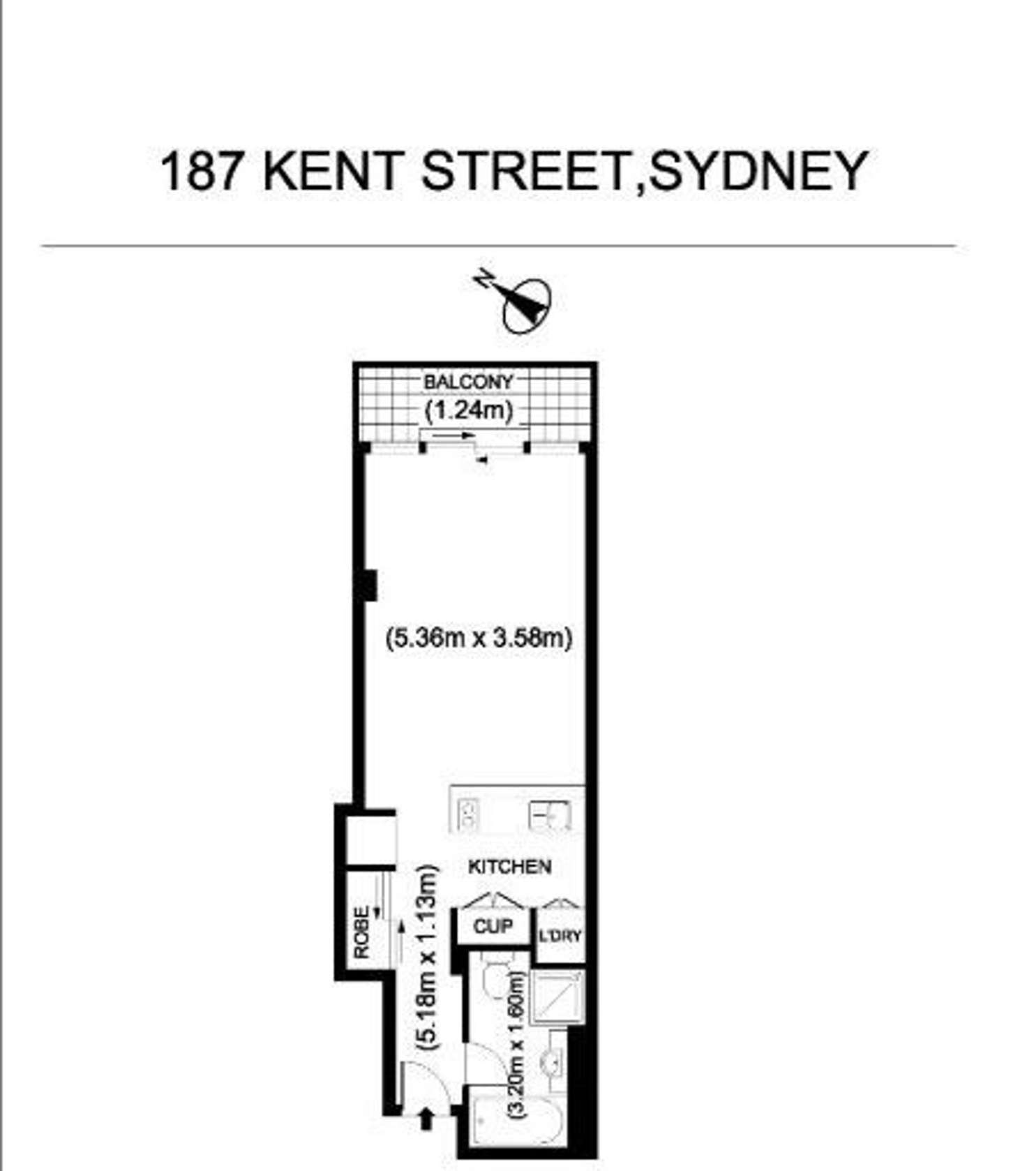 Floorplan of Homely studio listing, 187 Kent Street, Sydney NSW 2000