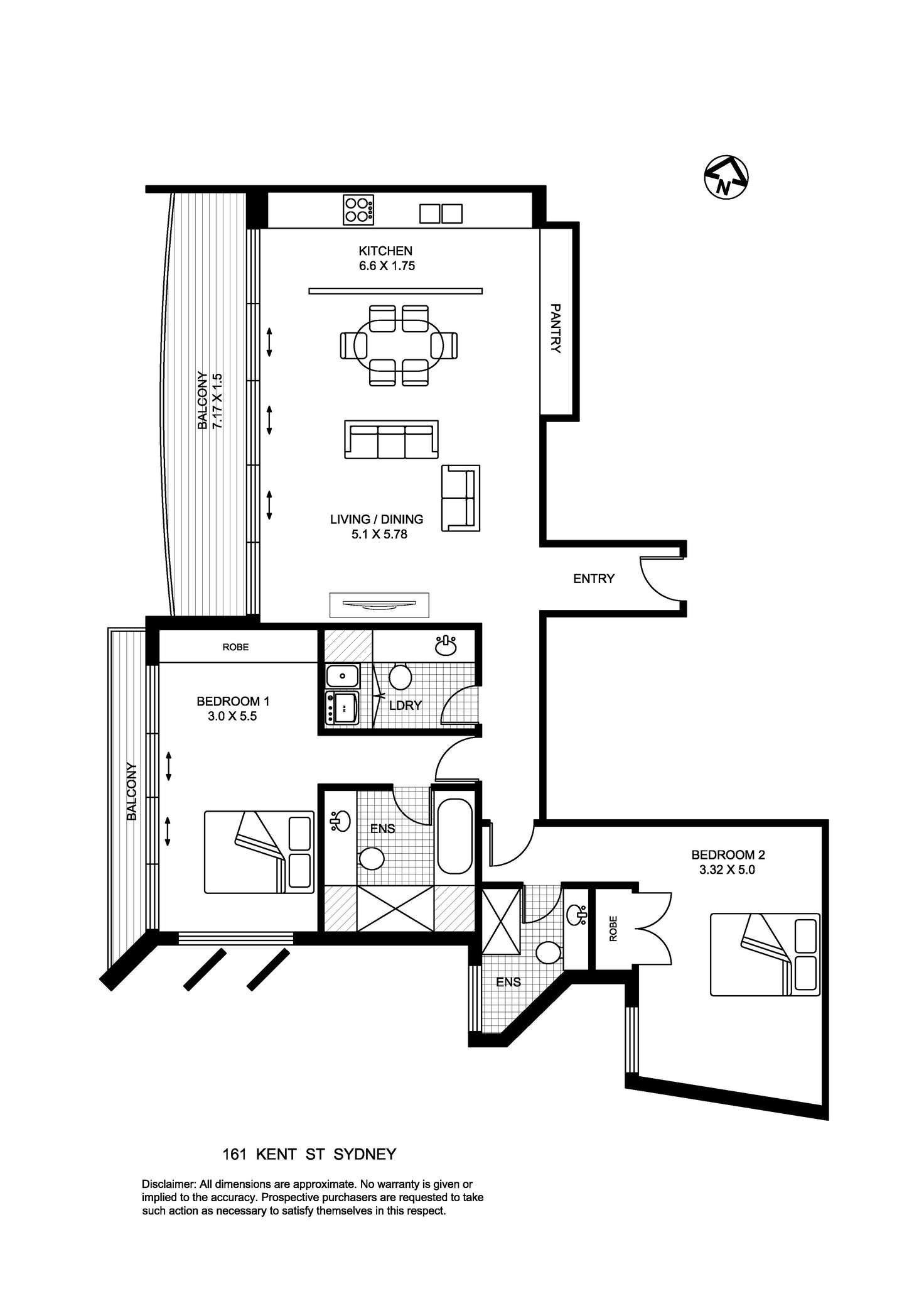 Floorplan of Homely apartment listing, 161 Kent Street, Sydney NSW 2000