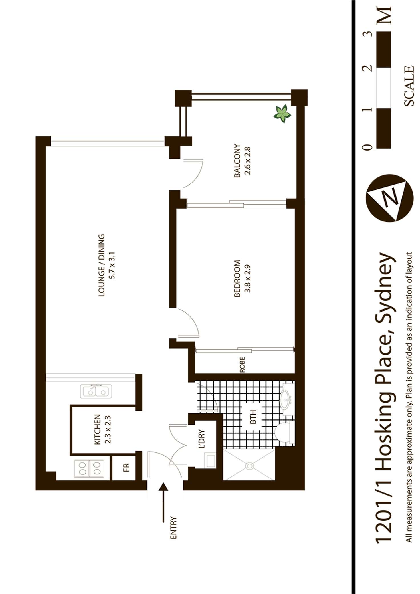 Floorplan of Homely apartment listing, 1 Hosking Place, Sydney NSW 2000