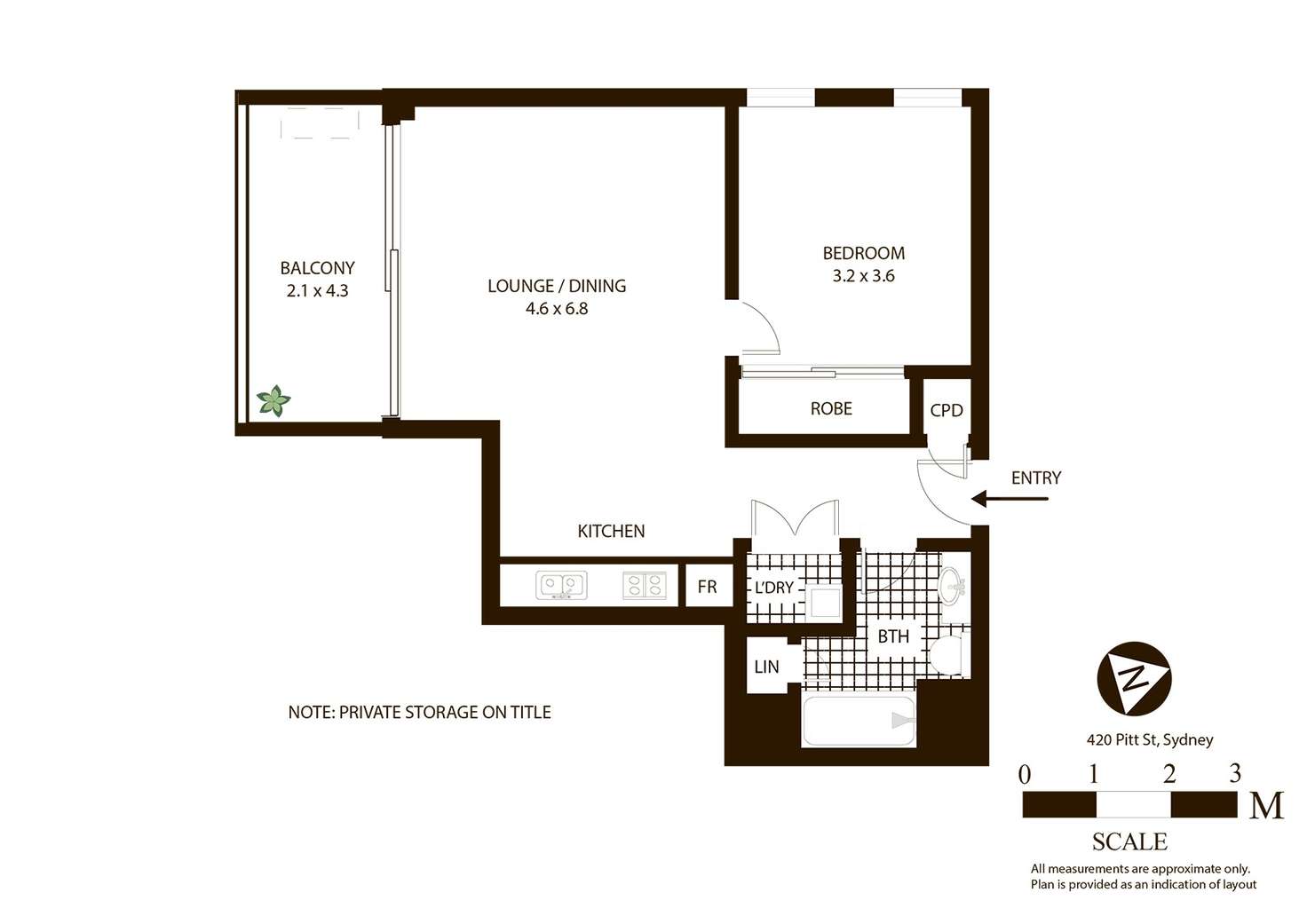 Floorplan of Homely apartment listing, 420 Pitt Street, Sydney NSW 2000