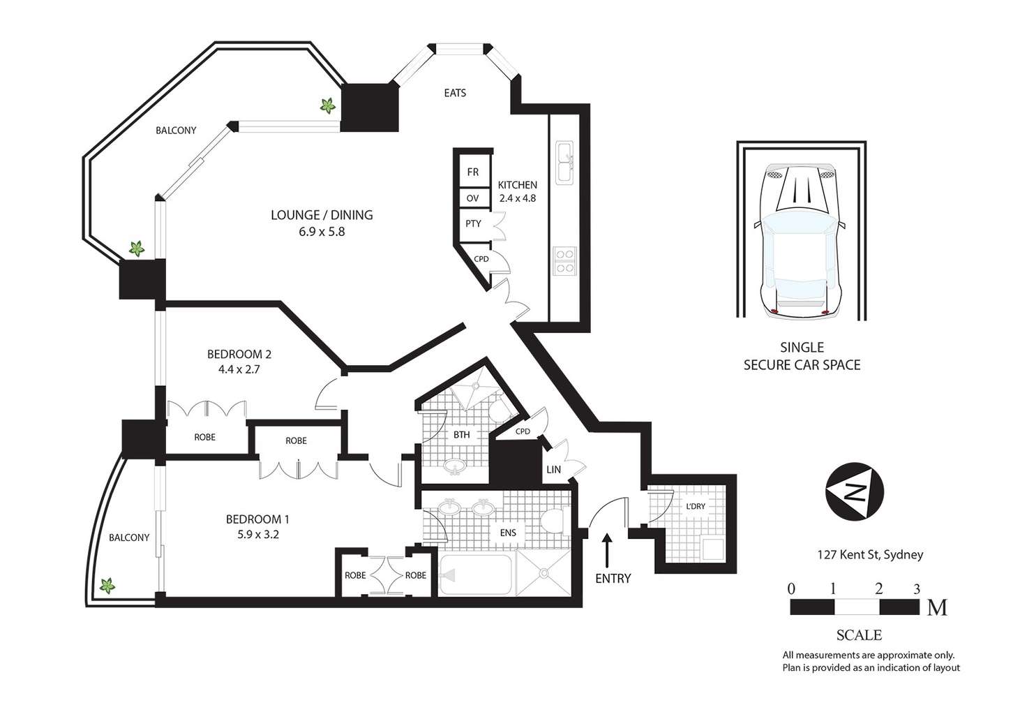 Floorplan of Homely apartment listing, 127 Kent Street, Sydney NSW 2000