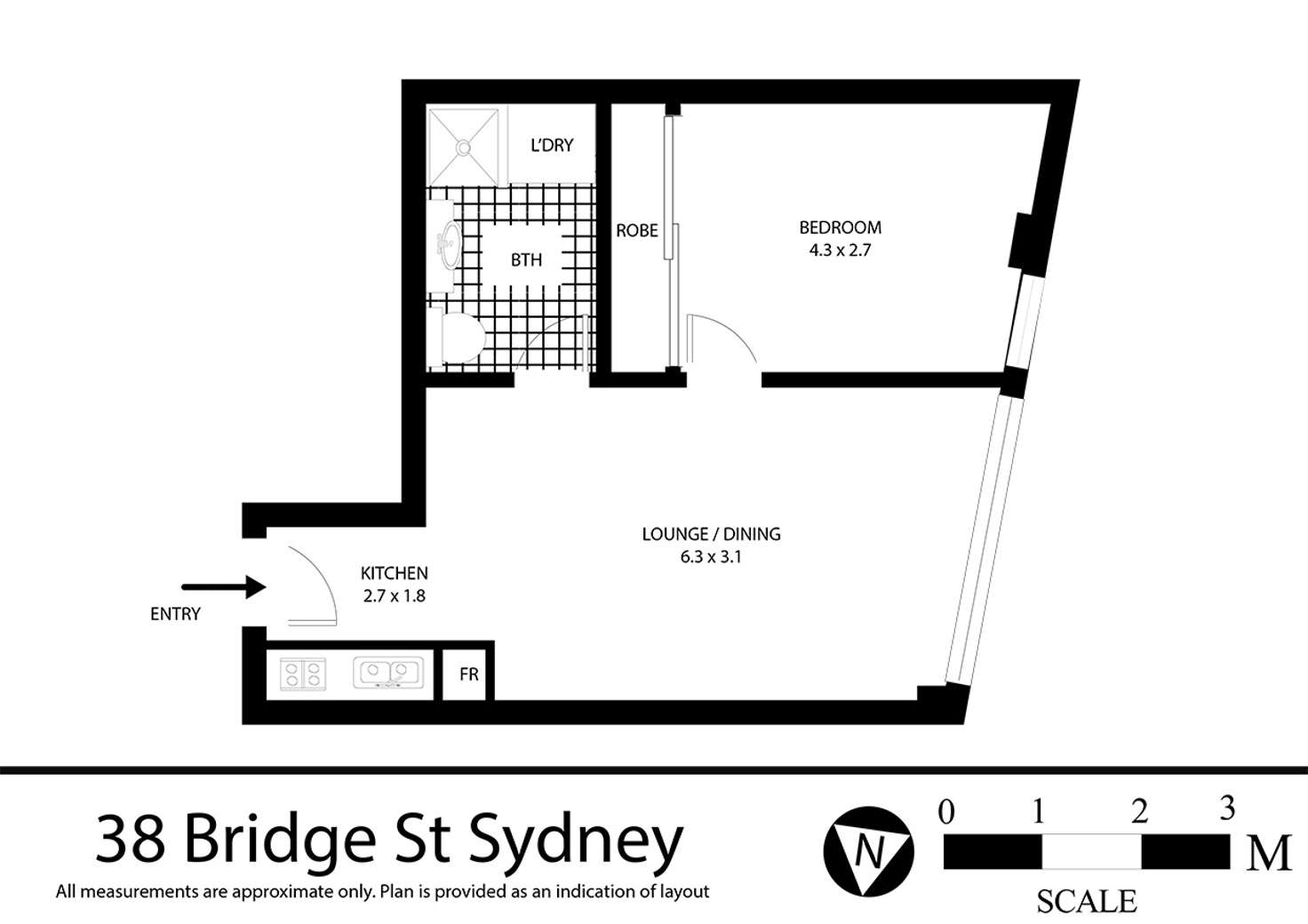 Floorplan of Homely apartment listing, 708/38 Bridge Street, Sydney NSW 2000