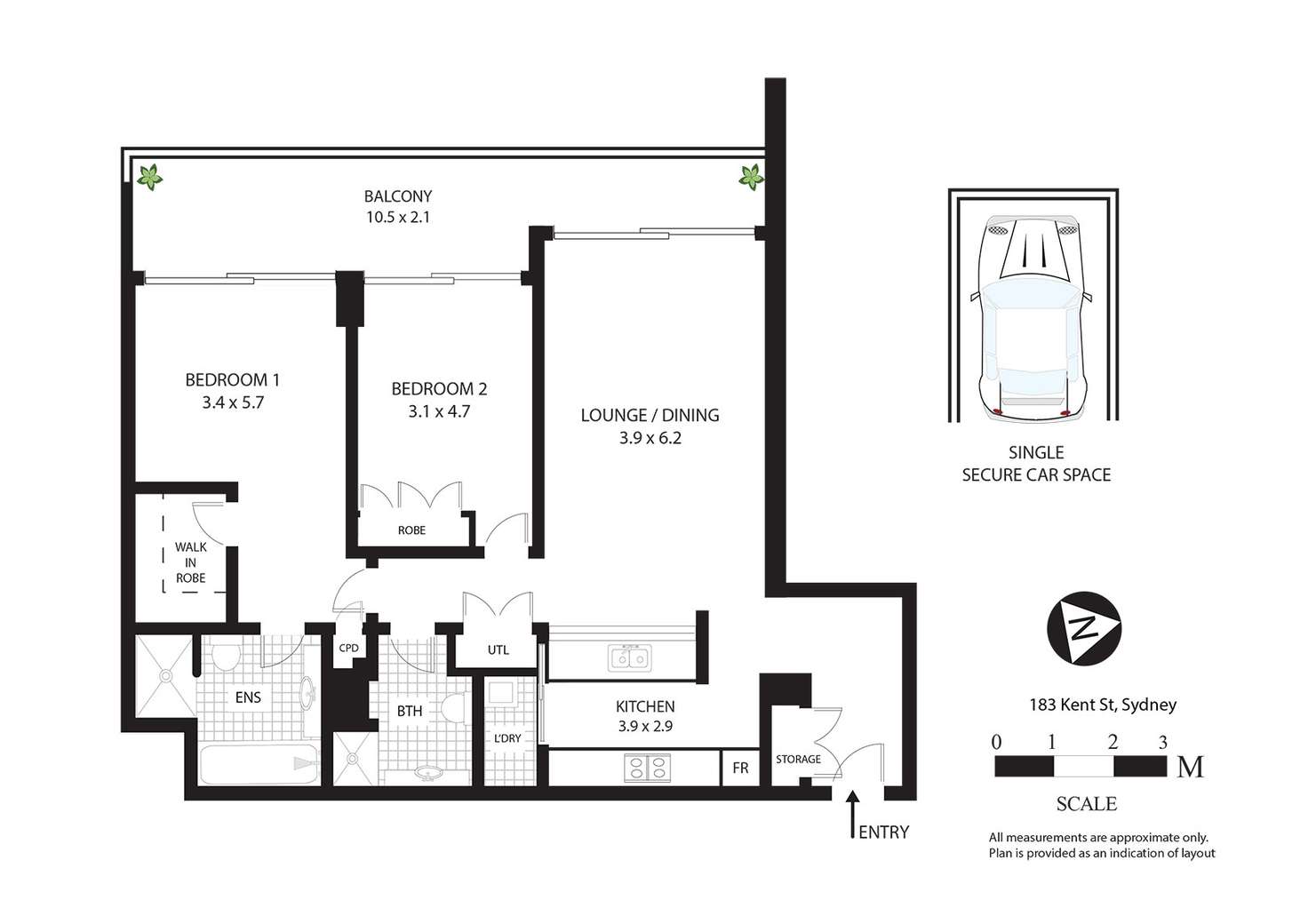 Floorplan of Homely apartment listing, 1703/183 Kent Street, Sydney NSW 2000