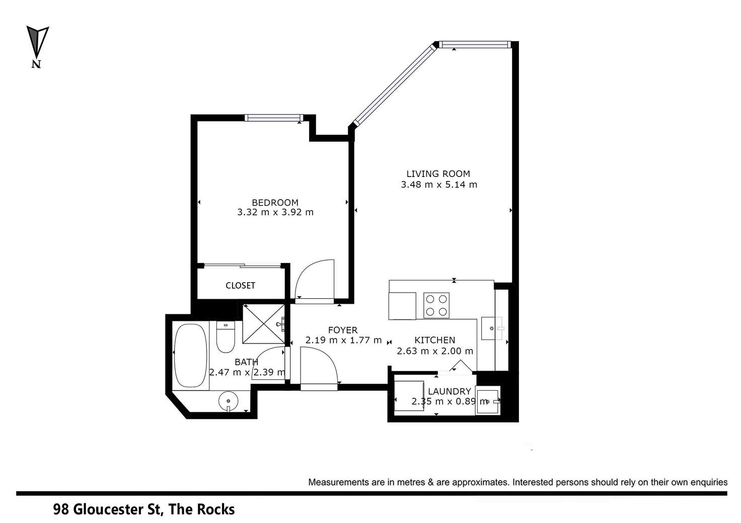 Floorplan of Homely apartment listing, 98 Gloucester Street, Sydney NSW 2000