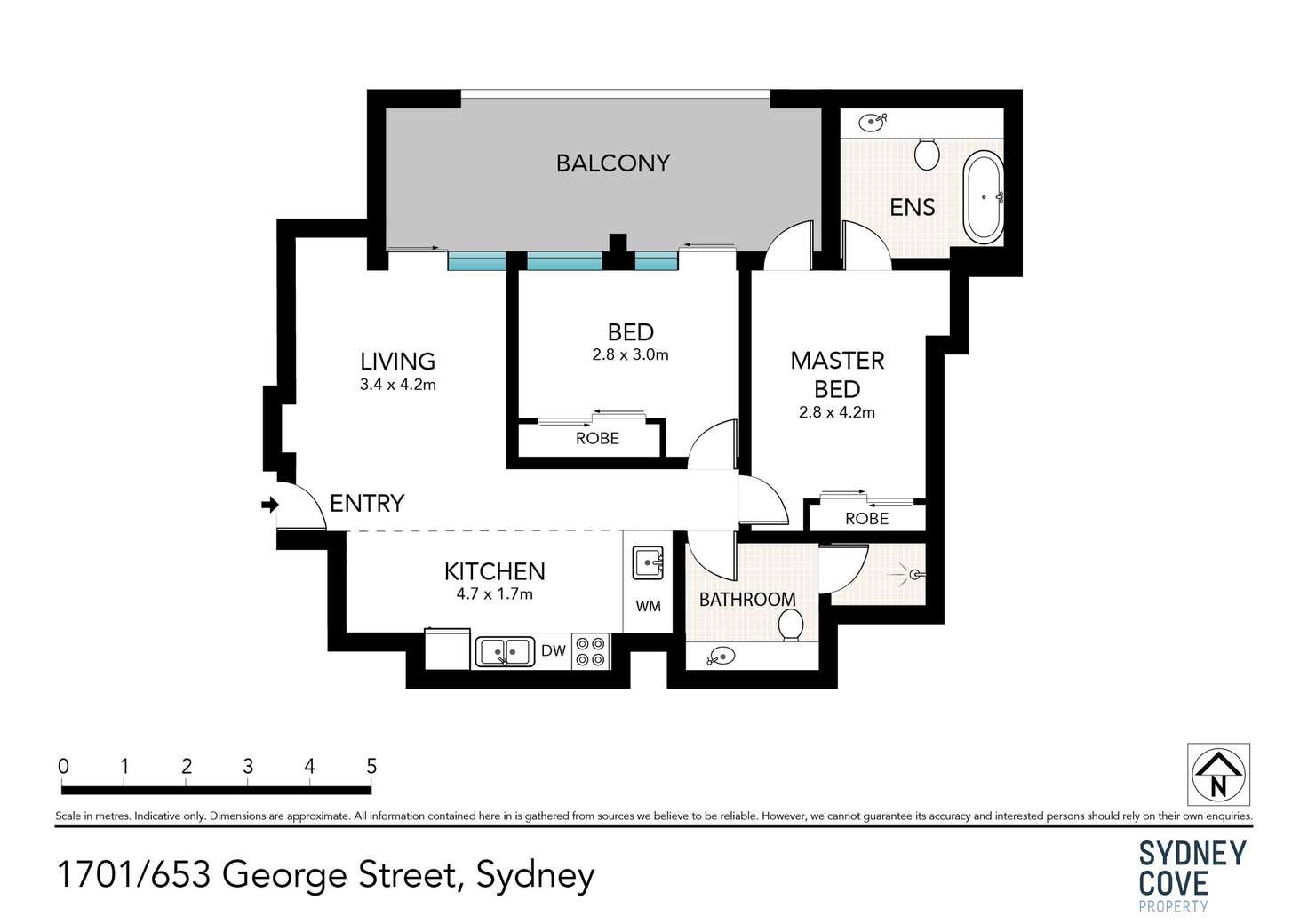 Floorplan of Homely apartment listing, 1701/653 George Street, Sydney NSW 2000