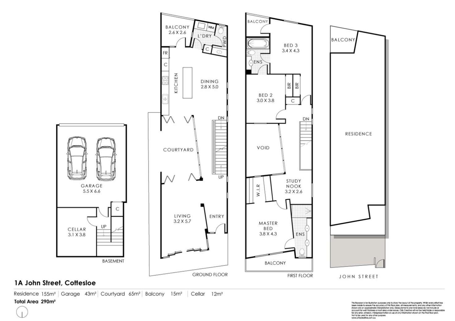 Floorplan of Homely townhouse listing, 1A John Street, Cottesloe WA 6011