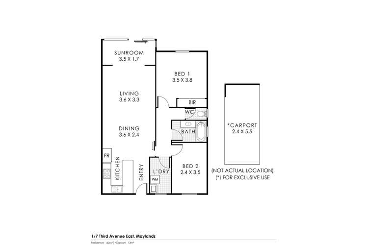 Floorplan of Homely unit listing, 1/7 Third Avenue East, Maylands WA 6051