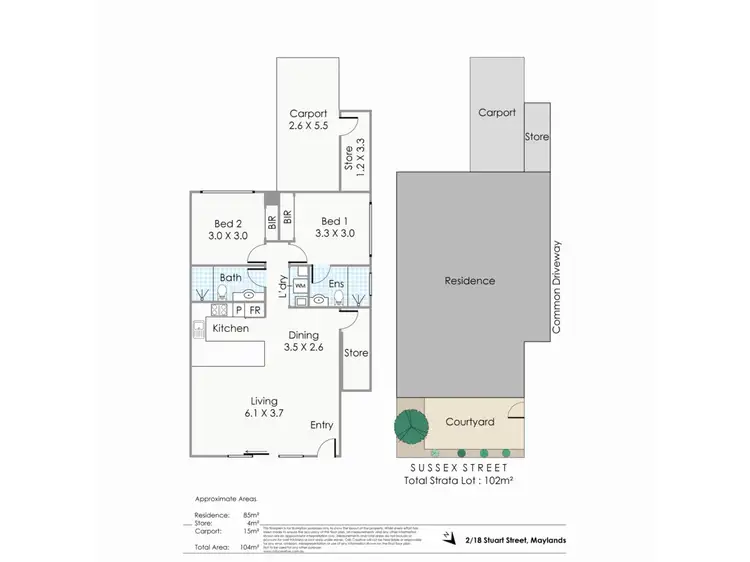 Floorplan of Homely unit listing, 2/18 Stuart Street, Maylands WA 6051