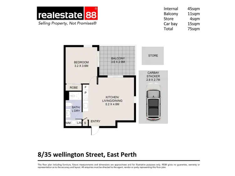 Floorplan of Homely apartment listing, 8/35 Wellington Street, East Perth WA 6004