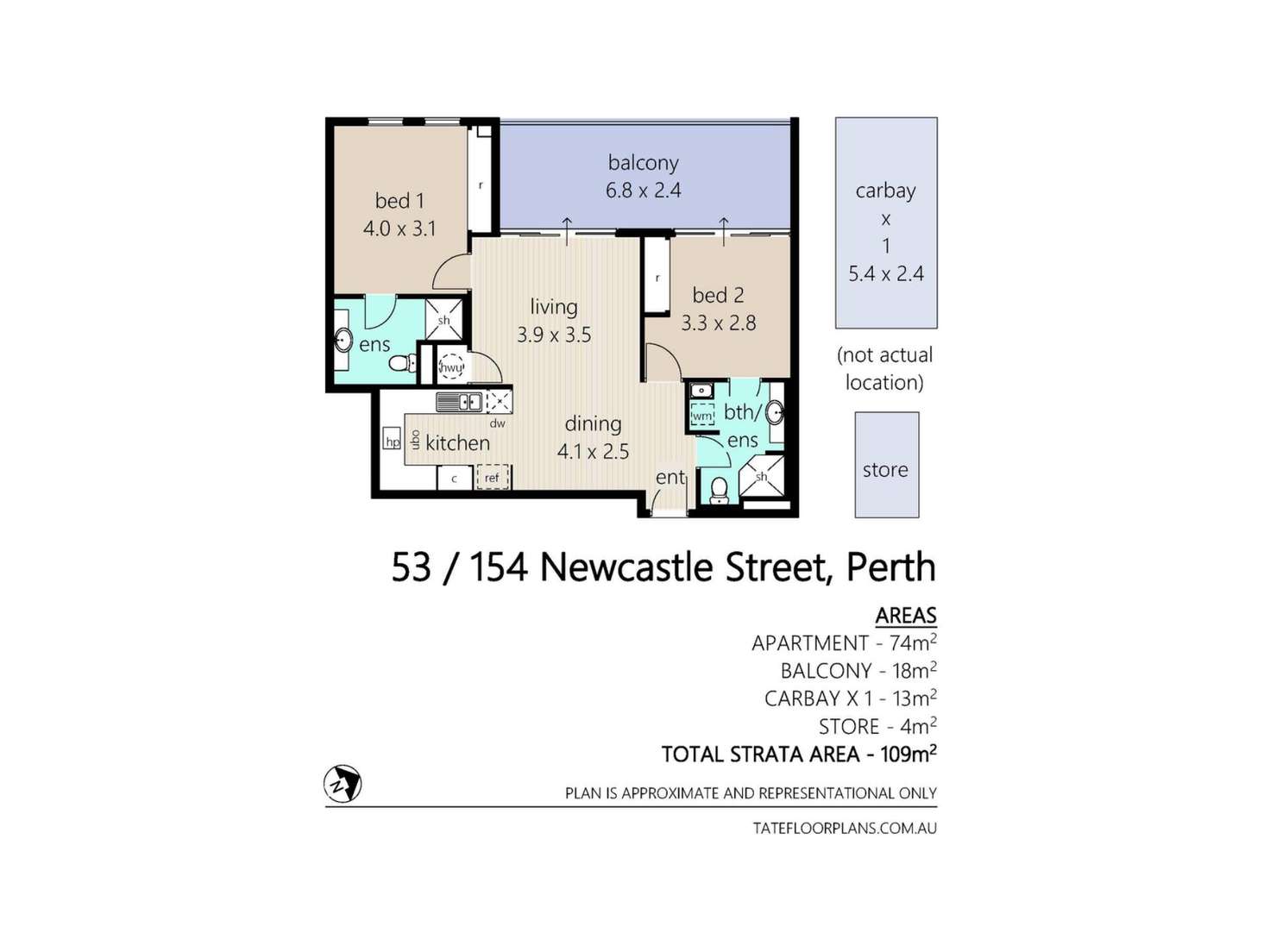 Floorplan of Homely apartment listing, 53/154 Newcastle Street, Perth WA 6000