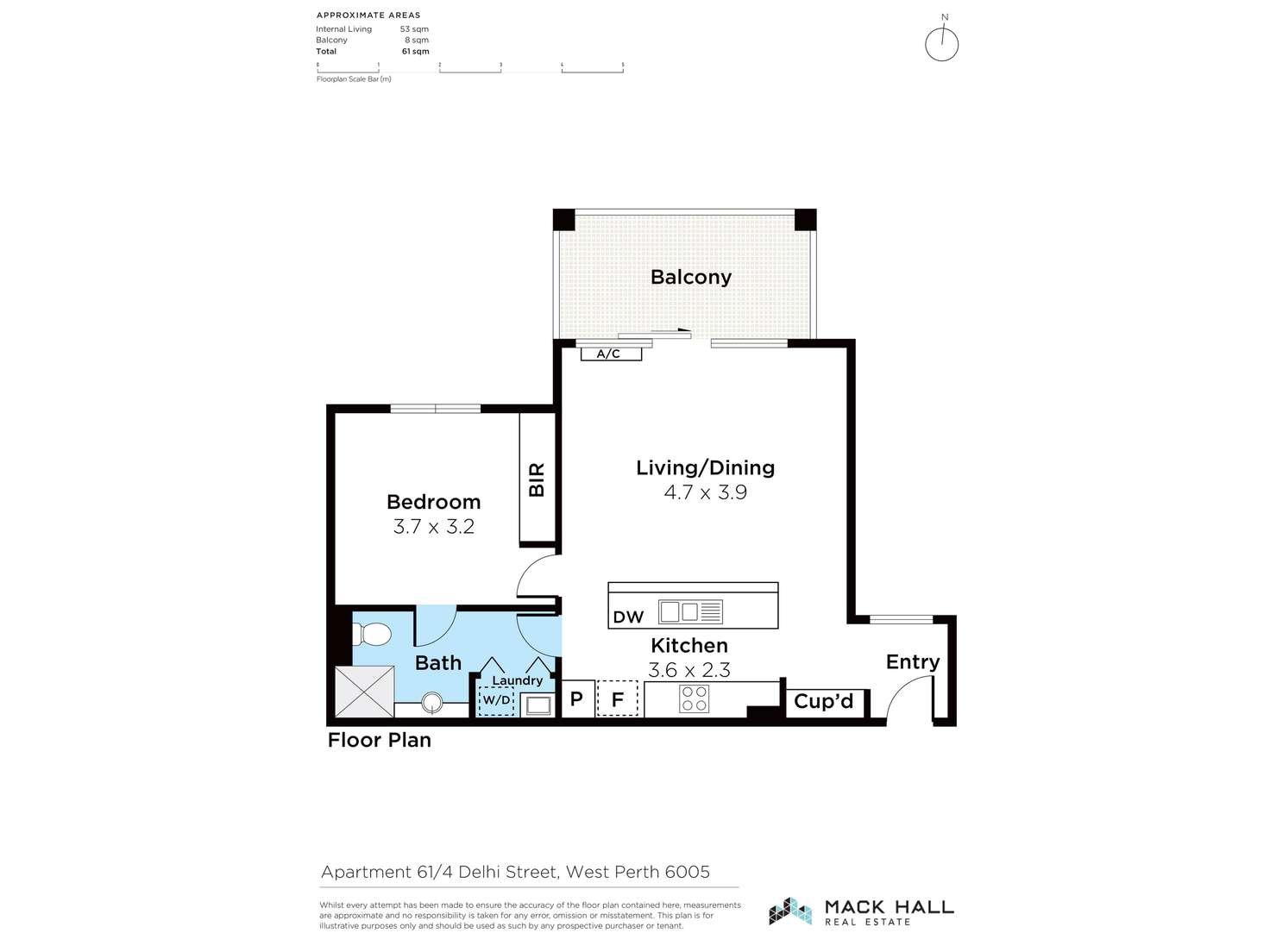 Floorplan of Homely apartment listing, 61/4 Delhi Street, West Perth WA 6005
