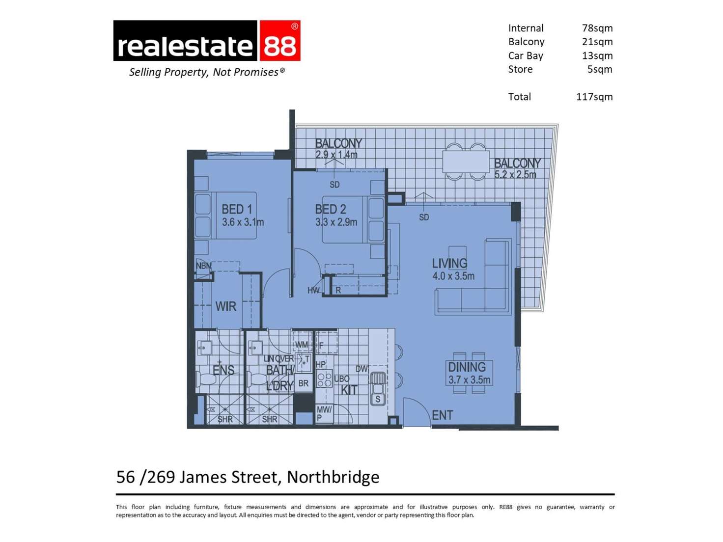 Floorplan of Homely apartment listing, 56/269 James Street, Northbridge WA 6003