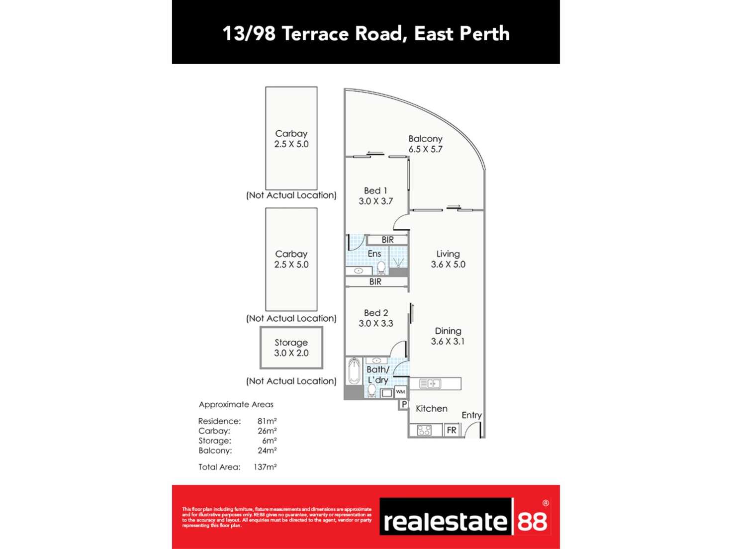 Floorplan of Homely apartment listing, 13/98 Terrace Road, East Perth WA 6004
