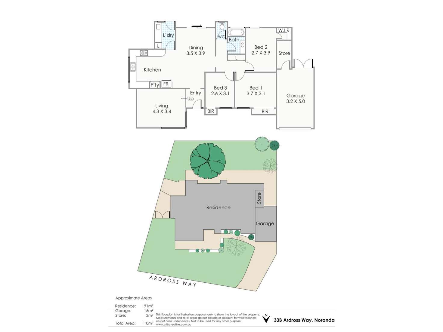 Floorplan of Homely semiDetached listing, 33B Ardross Way, Noranda WA 6062