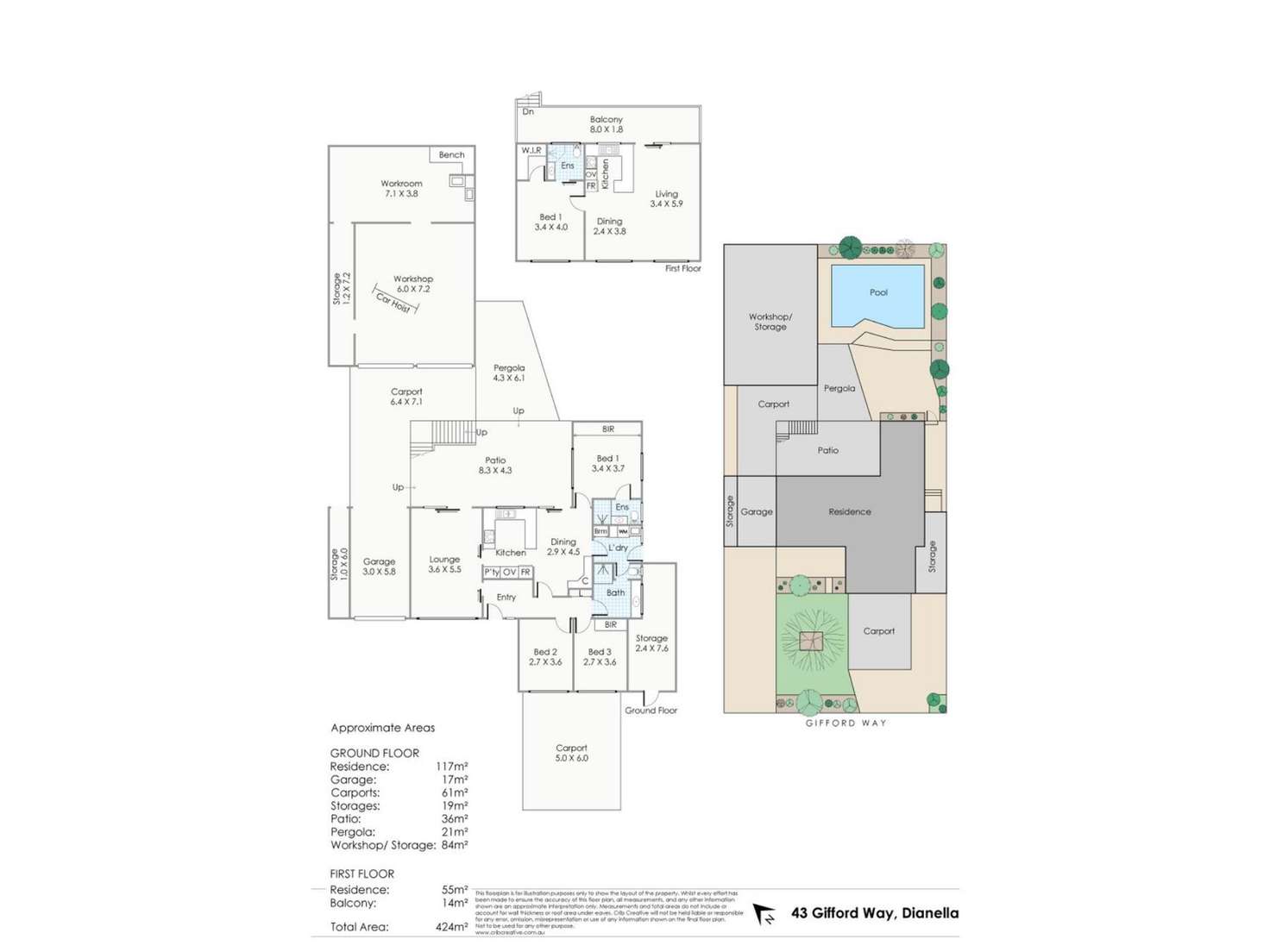 Floorplan of Homely house listing, 43 Gifford Way, Dianella WA 6059