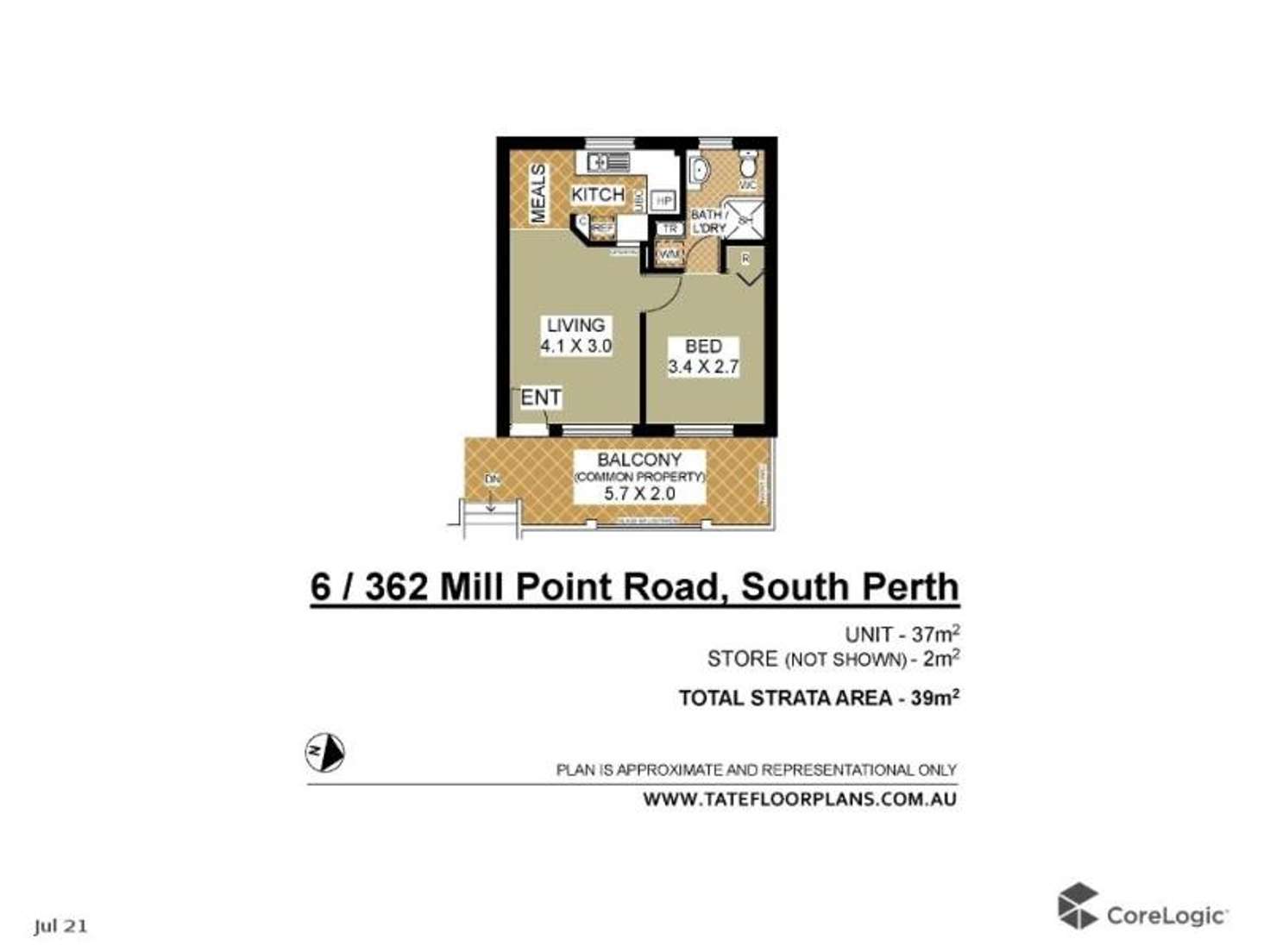 Floorplan of Homely unit listing, 6/362 Mill Point Road, South Perth WA 6151