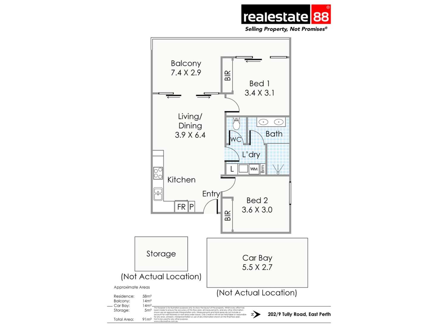 Floorplan of Homely apartment listing, 202/9 Tully Road, East Perth WA 6004