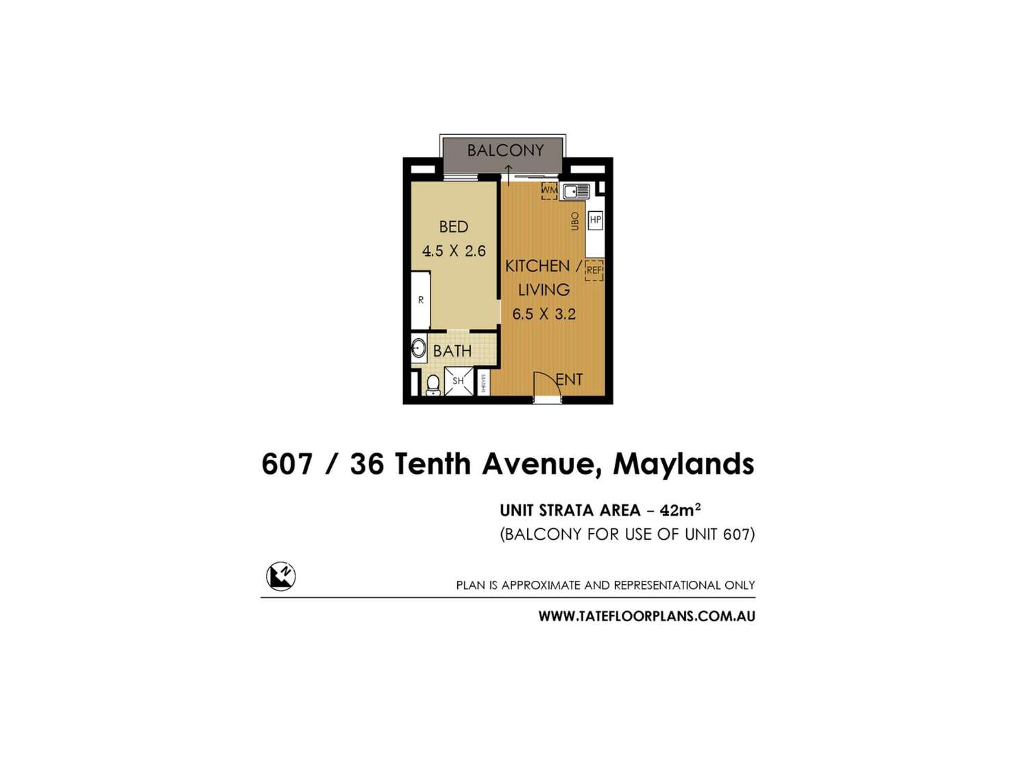 Floorplan of Homely unit listing, 607/36 Tenth Avenue, Maylands WA 6051