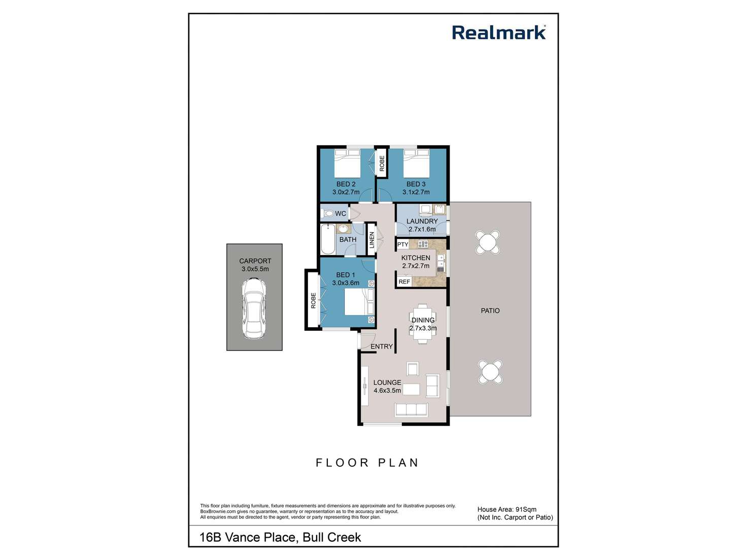 Floorplan of Homely semiDetached listing, 16B Vance Place, Bull Creek WA 6149