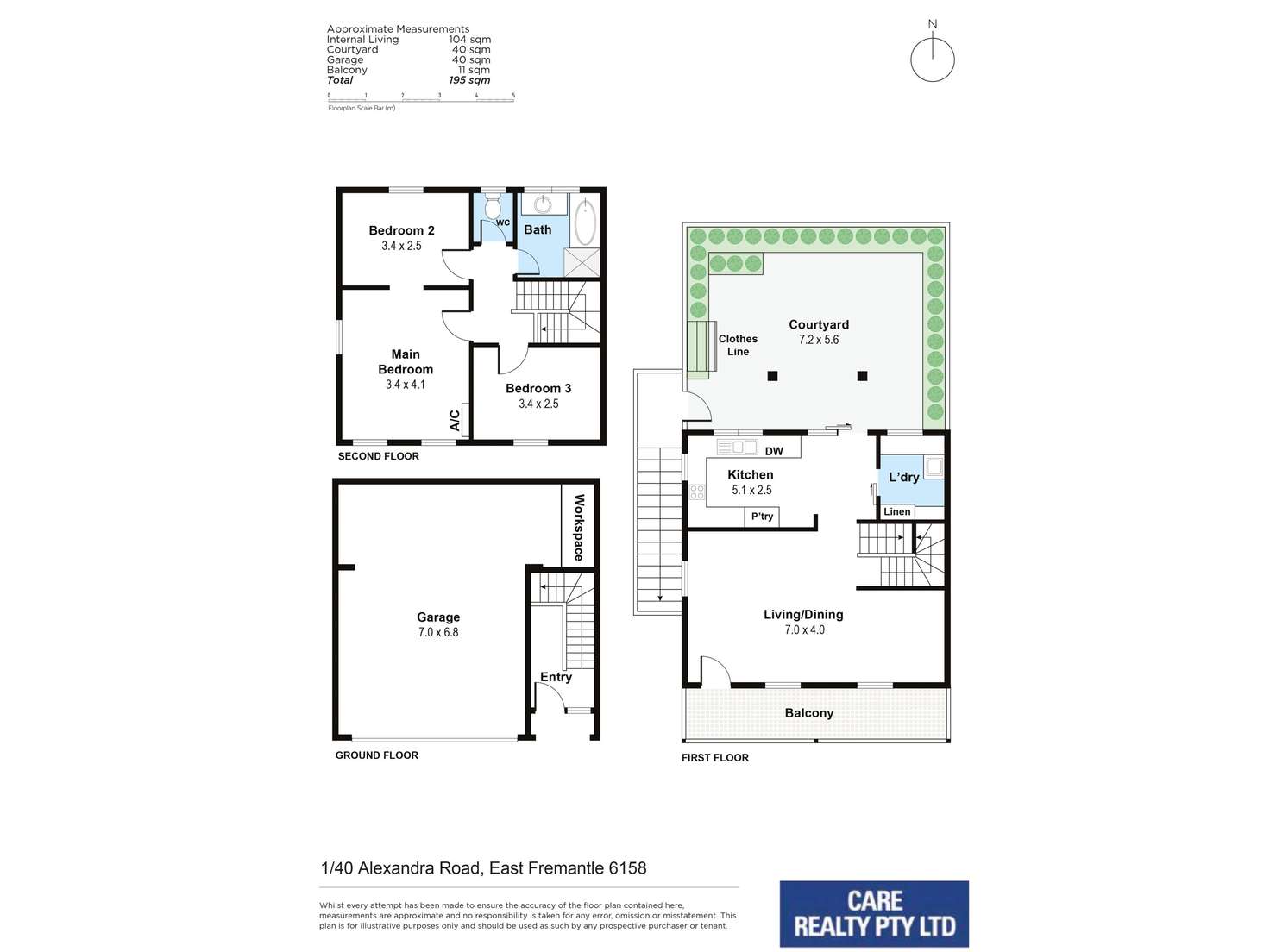 Floorplan of Homely townhouse listing, 1/40 Alexandra Road, East Fremantle WA 6158