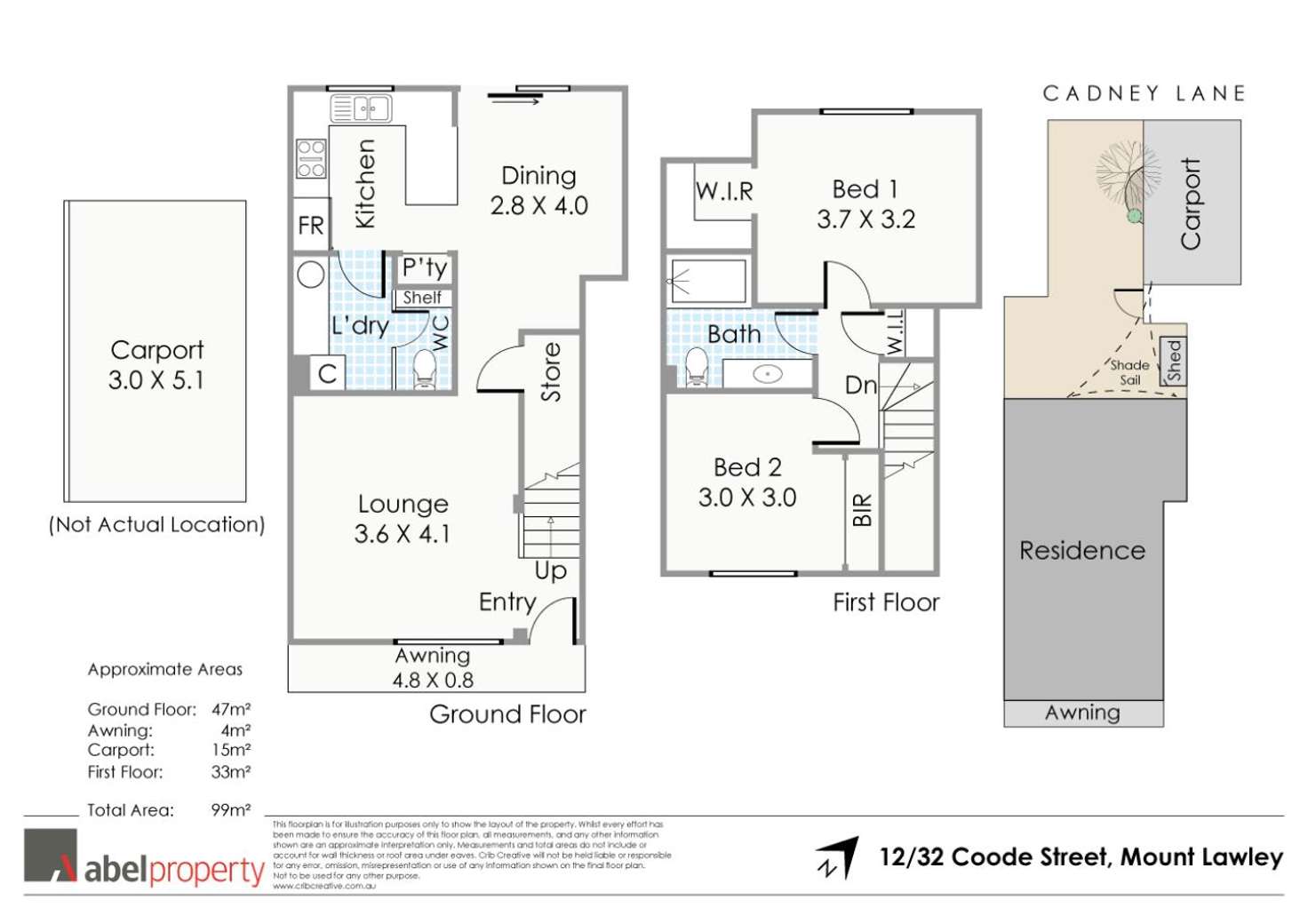 Floorplan of Homely townhouse listing, 12/32 Coode Street, Mount Lawley WA 6050