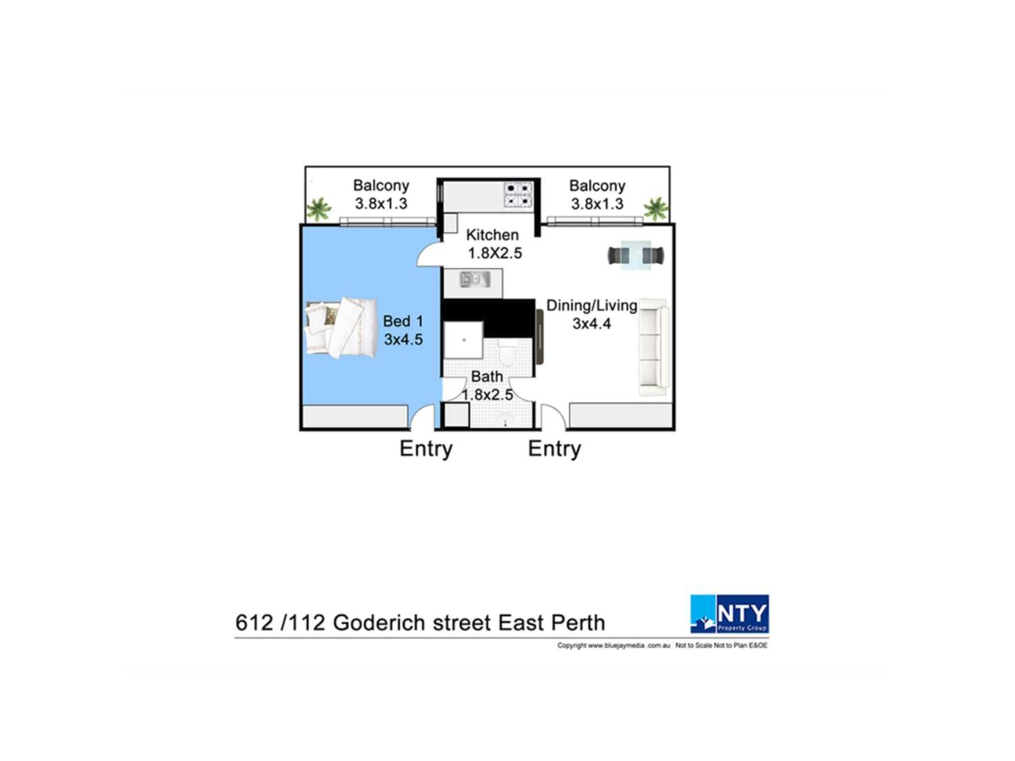 Floorplan of Homely apartment listing, 612/112 Goderich Street, East Perth WA 6004