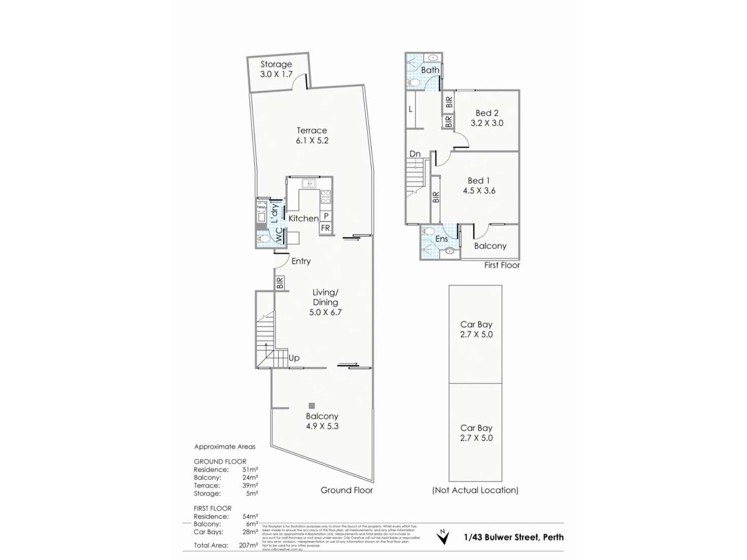 Floorplan of Homely apartment listing, 1/43 Bulwer Street, Perth WA 6000