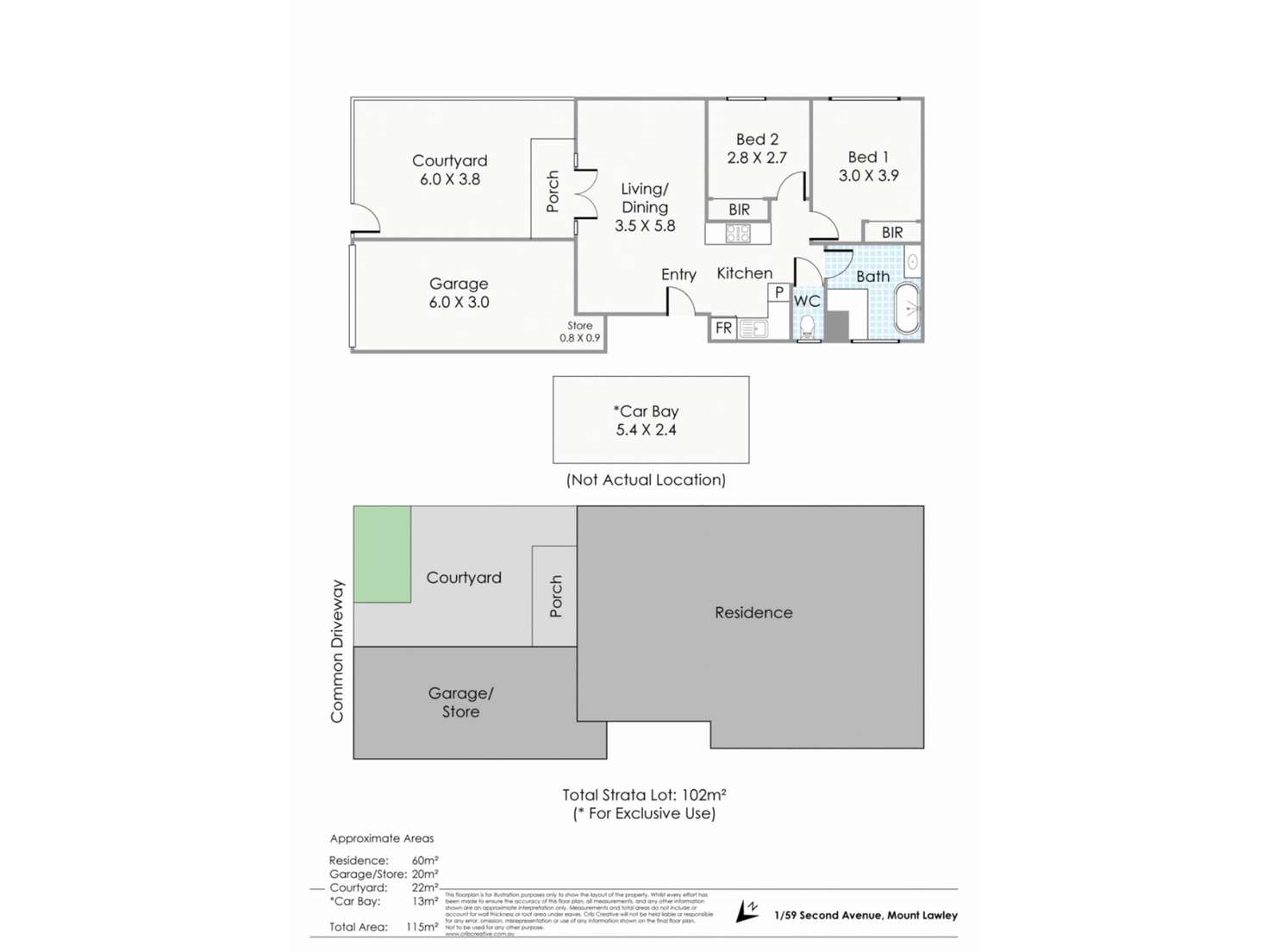 Floorplan of Homely unit listing, 1/59 Second Avenue, Mount Lawley WA 6050