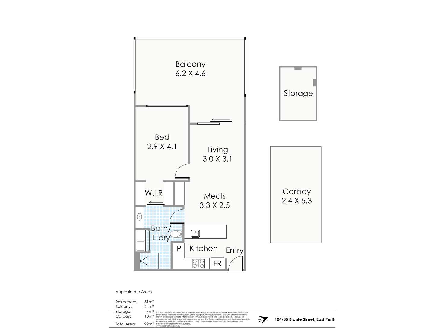 Floorplan of Homely apartment listing, 104/35 Bronte Street, East Perth WA 6004