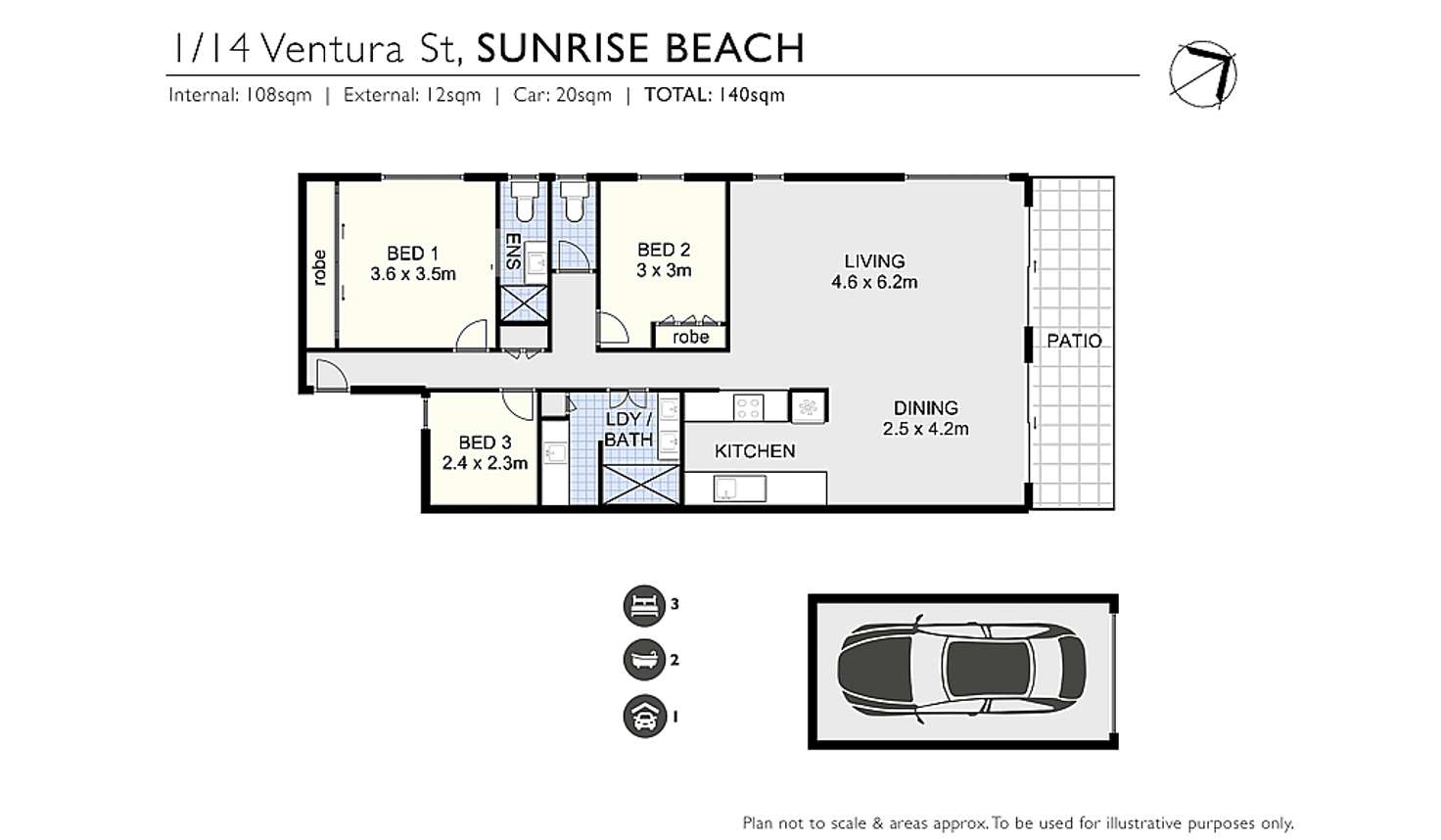 Floorplan of Homely unit listing, 1/14 Ventura Street, Sunrise Beach QLD 4567