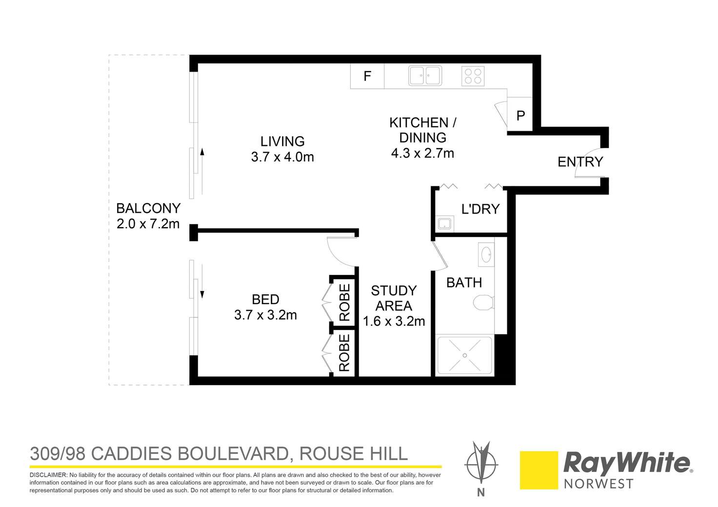 Floorplan of Homely apartment listing, 309/98 Caddies Boulevard, Rouse Hill NSW 2155