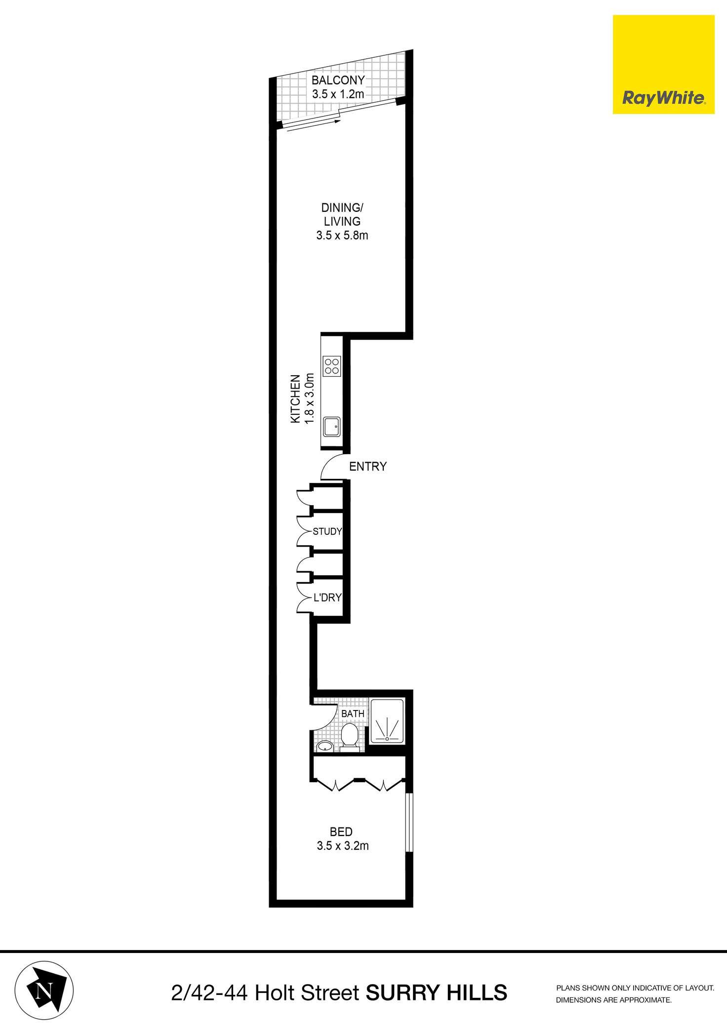 Floorplan of Homely apartment listing, 2/42-44 Holt Street, Surry Hills NSW 2010