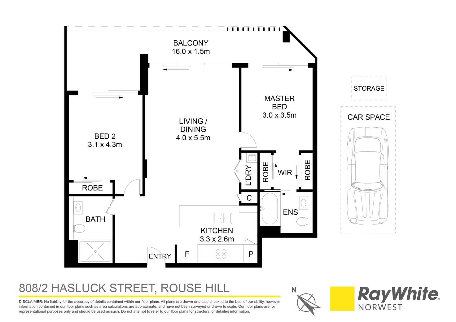 Floorplan of Homely apartment listing, 808/2 Hasluck Street, Rouse Hill NSW 2155