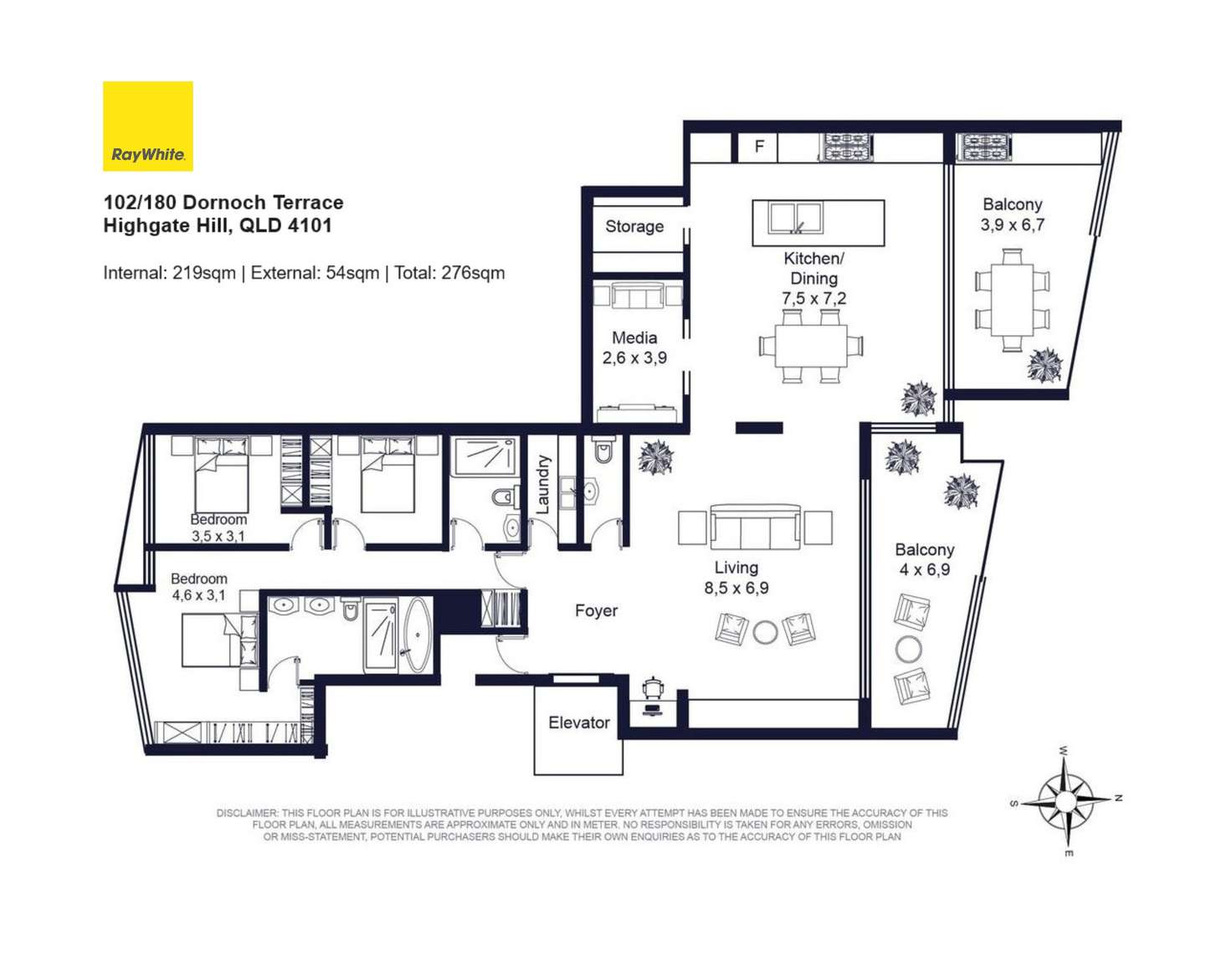 Floorplan of Homely apartment listing, 102/180 Dornoch Terrace, Highgate Hill QLD 4101